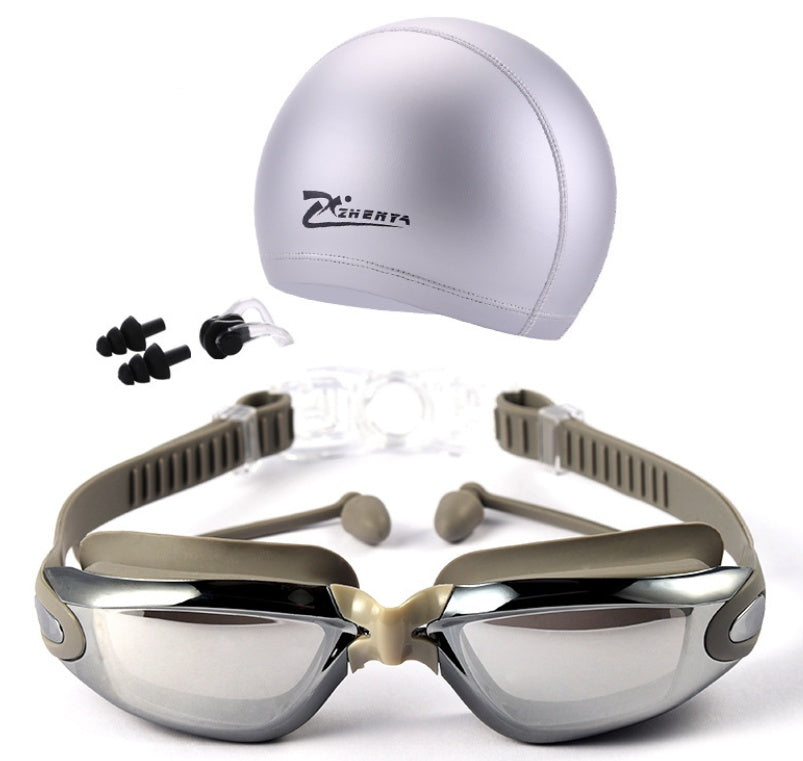 Anti-fog large-frame electroplated diving goggles